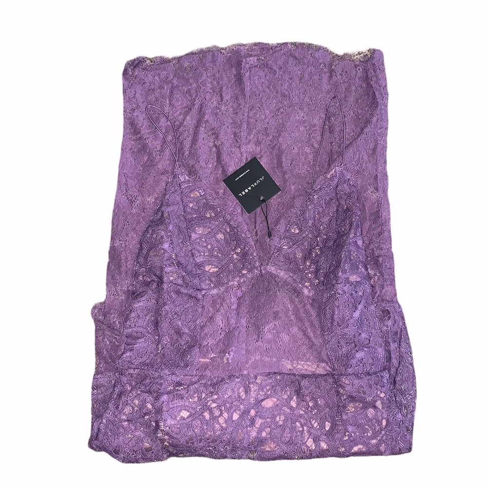 NWT JLUXLABEL Purple Leighton Tiered Lace Dress
